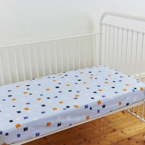 Monsters Cotton Fitted Cot Sheet in Blue