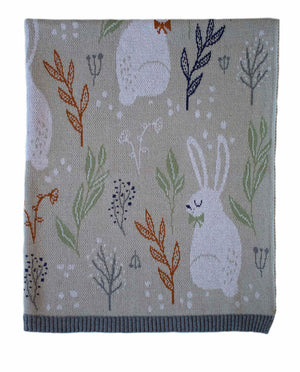 2 pce Nature Bunny Natural Cotton Baby Blanket & Matching Wrap