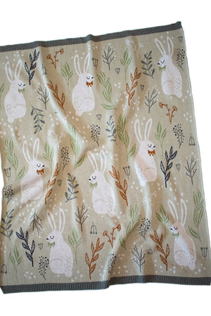 2 pce Nature Bunny Natural Cotton Baby Blanket & Matching Wrap
