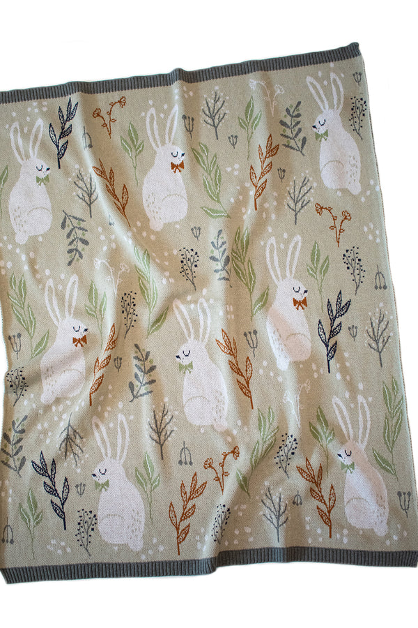 2 pce Nature Bunny Natural Cotton Baby Blanket & Matching Wrap