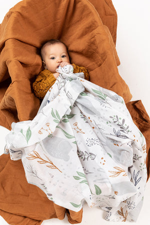 2 pce Nature Bunny Natural Cotton Baby Blanket & Matching Wrap