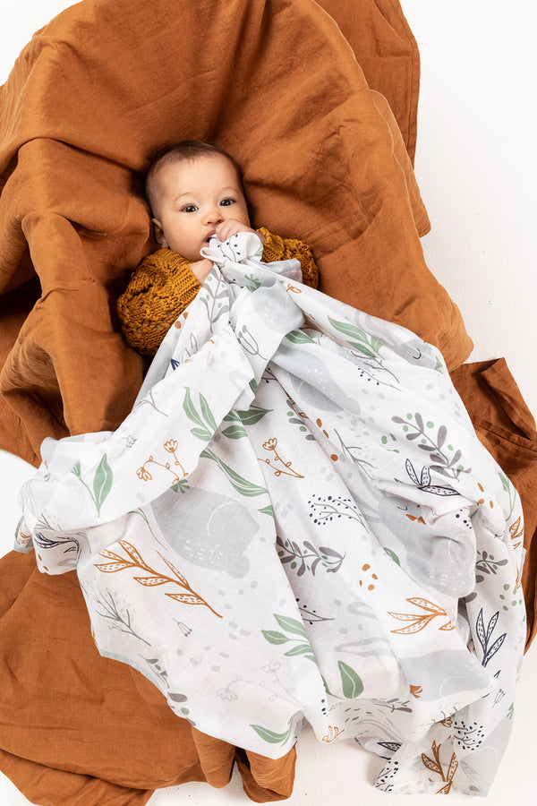 2 pce Nature Bunny Natural Cotton Baby Blanket & Matching Wrap