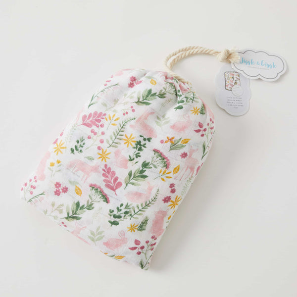 Earth Spirit Muslin Swaddle Wrap & Baby Arrival Card & bonus Emma Heart Rattle