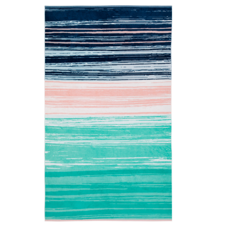 KAS Swoosh Stripe Velour Cotton Beach Towel