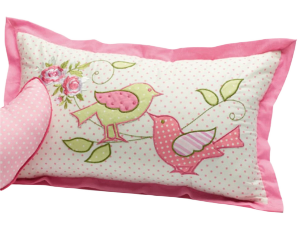 Shabby Chic Jiggle & Giggle Rectangle Apliqued Bird Cushion