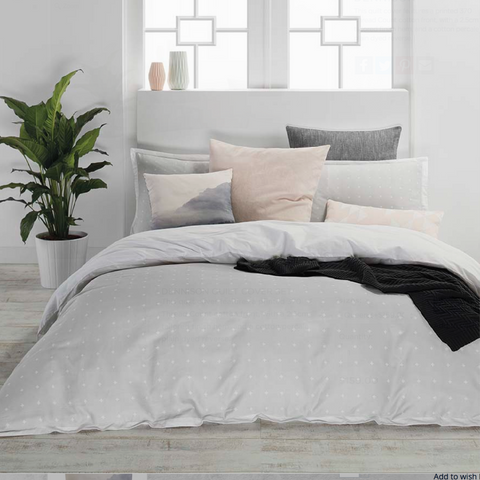 Denison Grey Quilt Cover Set with small White Criss Cross Print