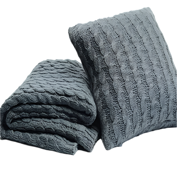 Grey Chunky Knit Throw Rug Lovely Linen