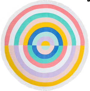 Round Rainbow Fringe Beach Towel