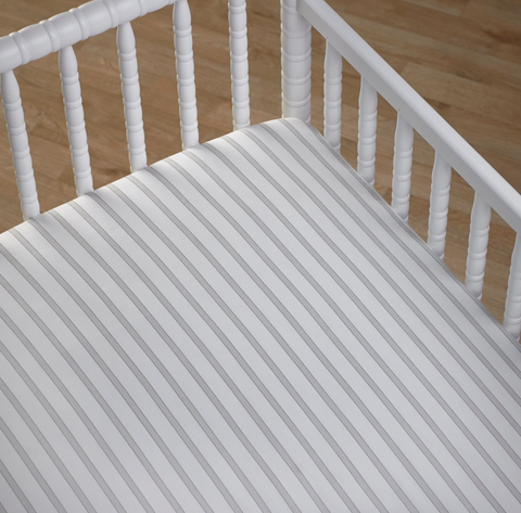 Boys Girls Fitted Striped Cot Sheet in Grey