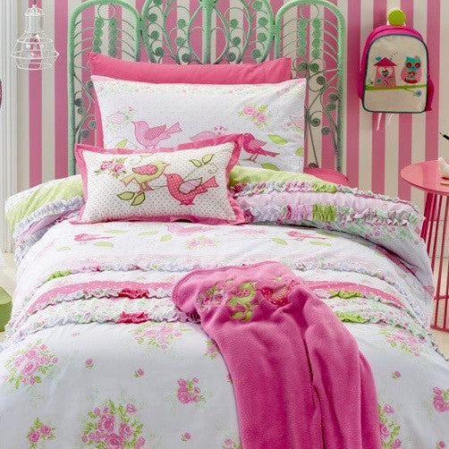 Jiggle & Giggle Shabby Chic Girls Floral Quilt Cover Set