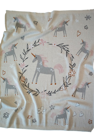 2 piece Unicorn Cotton Baby Blanket & Cotton Swaddle Set