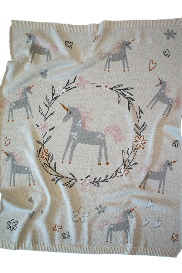 2 piece Unicorn Cotton Baby Blanket & Cotton Swaddle Set