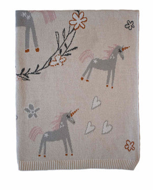 2 piece Unicorn Cotton Baby Blanket & Cotton Swaddle Set