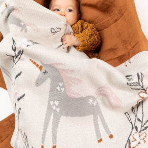 2 piece Unicorn Cotton Baby Blanket & Cotton Swaddle Set