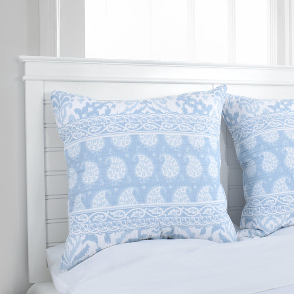 York Blue Cotton Quilted Coverlet Bedcover Set