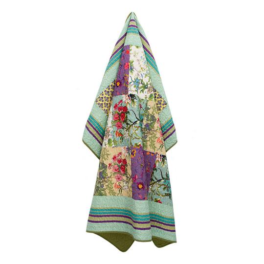 Cosmic Floral Floral Multi Quilted Patchwork Cotton Throw Rug