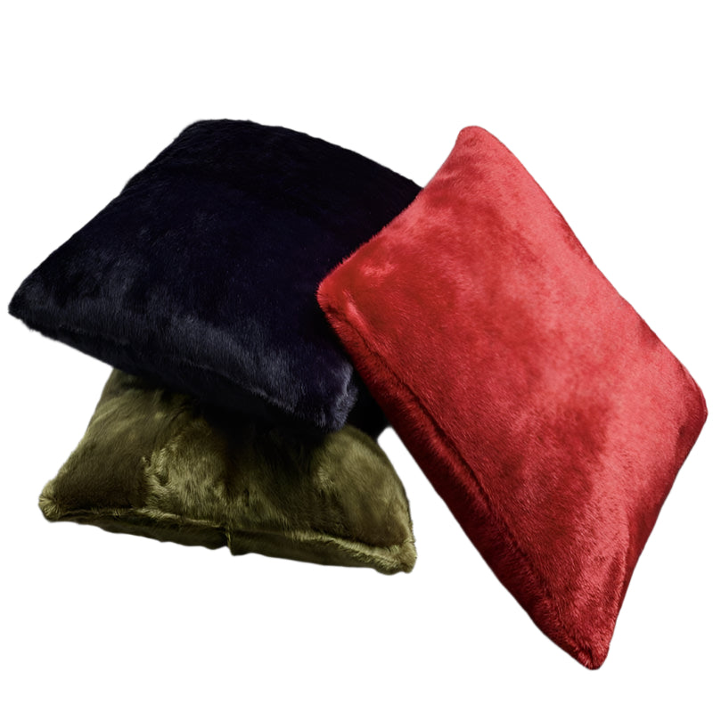 European Faux Fur Pillow Case in Navy, Wine or Olive