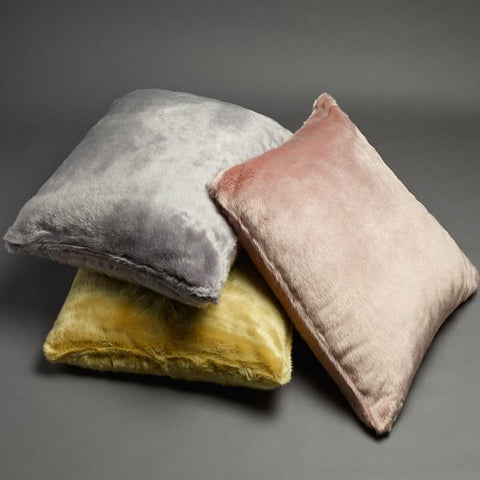 European Faux Fur Pillow Case in Silver Grey, Blush Pink or Chartreuse