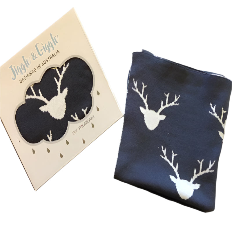 Baby Girls Boys Charcoal Deer Reversible Blanket
