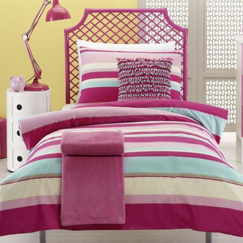 Ruby Girls Pink Multi Striped Quilt Cover Set