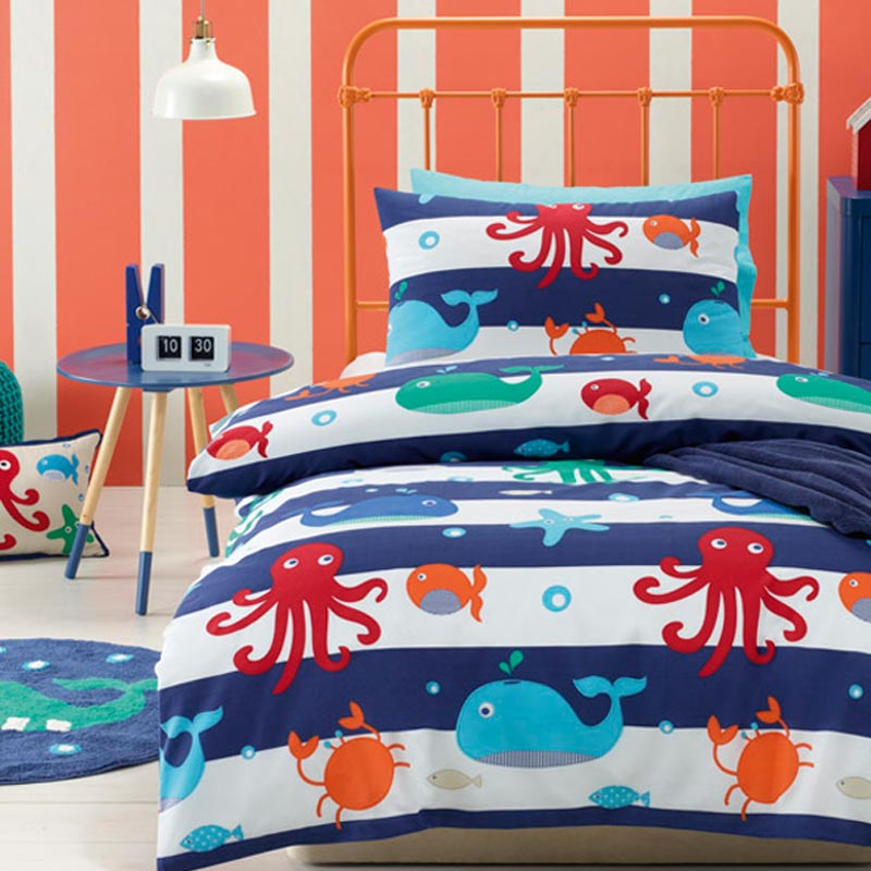 Sea Creatures Kids Quilt Cover Set