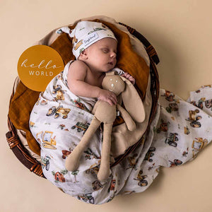 Diggers & Tractors Organic Cotton Snuggle Hunny Muslin Baby Wrap