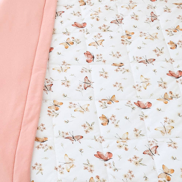 Butterfly Rose Organic Cotton Cot Quilt Reversible Comforter