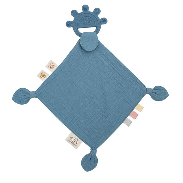 Silicone Muslin Comfort Teether - Rose Pink, Sage Green, Steel Blue