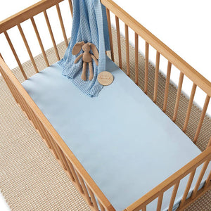Baby Blue Organic Cotton Fitted Cot Sheet Snuggle Hunny