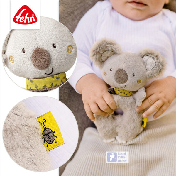 Fehn Soft Newborn Baby Ring Grab Rattle Koala