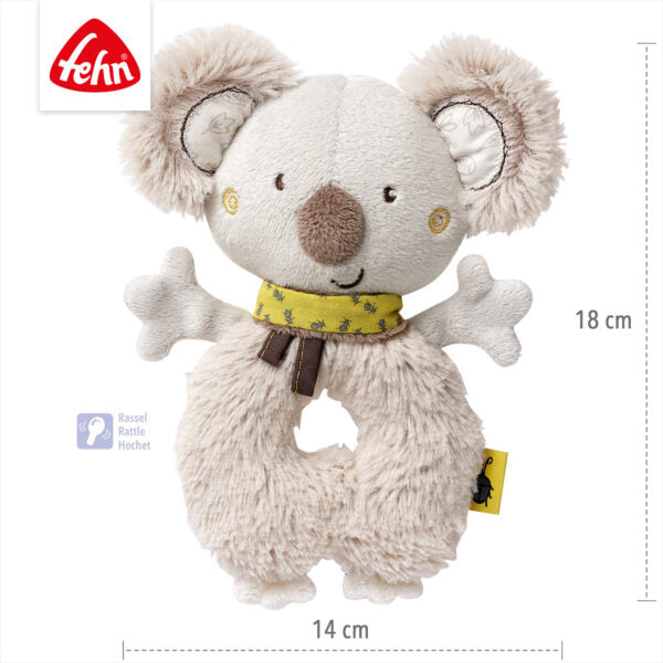 Fehn Soft Newborn Baby Ring Grab Rattle Koala