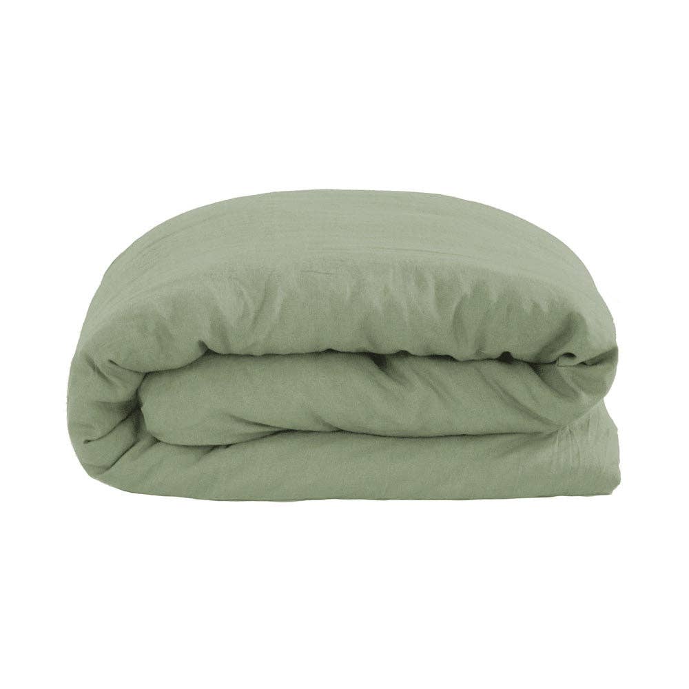 Bambury Sage French Flax Linen Quilt Cover Set