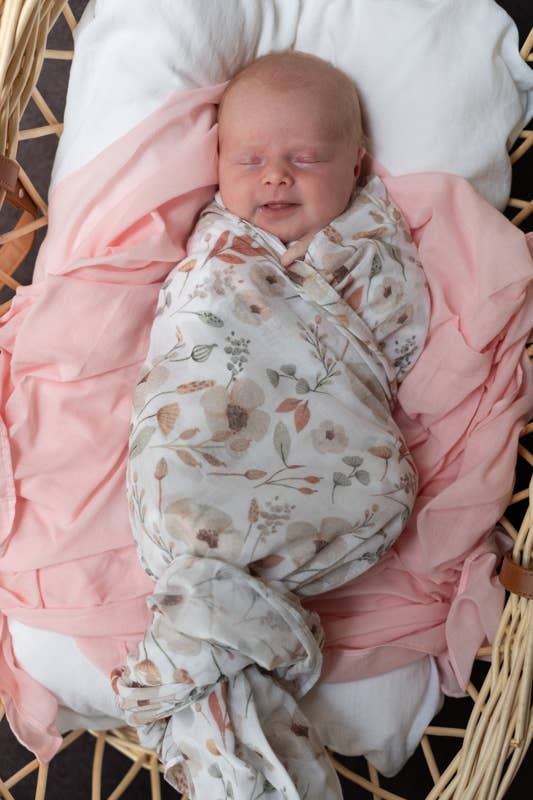 Boho Floral Muslin Baby Wrap / Swaddle