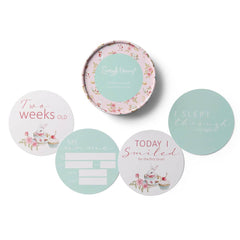 Tea Party & Sage Reversible Snuggle Hunny Baby Milestone Cards