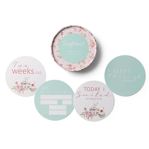 Tea Party & Sage Reversible Snuggle Hunny Baby Milestone Cards