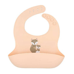 Silicone Baby Bib - Fox/Blush