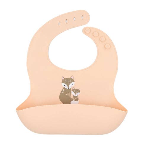 Silicone Baby Bib - Fox/Blush