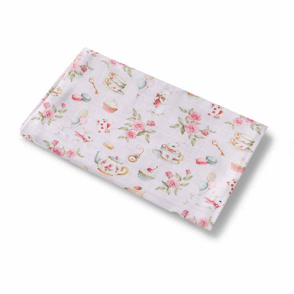 Alice’s Tea Party Organic Cotton Muslin Baby Wrap Snuggle Hunny