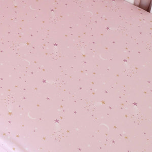 Snuggle Hunny Twinkle Pink Stars Organic Fitted Cot Sheet