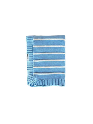 Raised Stripe Cotton Knit Baby Blanket | Arctic