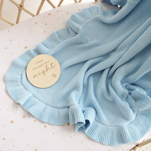 Baby Blue Ruffle Knit Organic Baby Blanket Snuggle Hunny