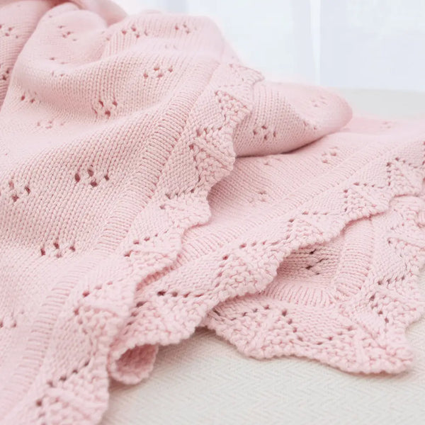 Pink Bamboo Cotton Heirloom Baby Blanket