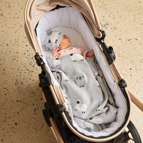 Jiggle & Giggle Little Meadows Sheep Knitted Baby Blanket-Grey
