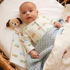 Jiggle & Giggle Trucking Along Babies Romper Suit and Puppy Comforter Gift Set