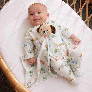 Jiggle & Giggle Trucking Along Babies Romper Suit and Puppy Comforter Gift Set