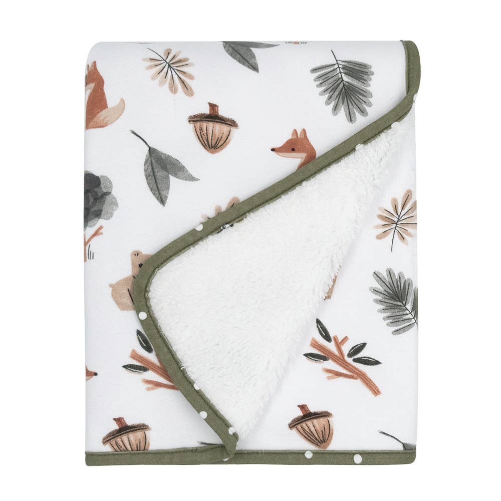 Jersey / Sherpa Pram Blanket - Forest Retreat