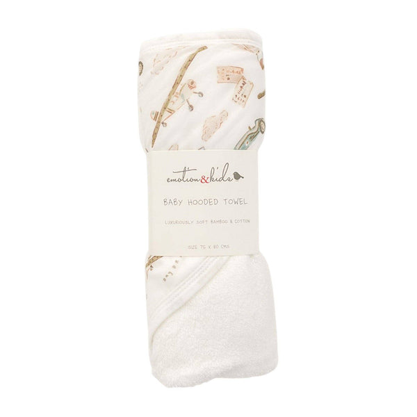 Vintage Transport Baby Hooded Bath Towel