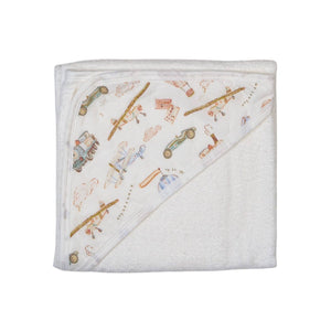 Vintage Transport Baby Hooded Bath Towel