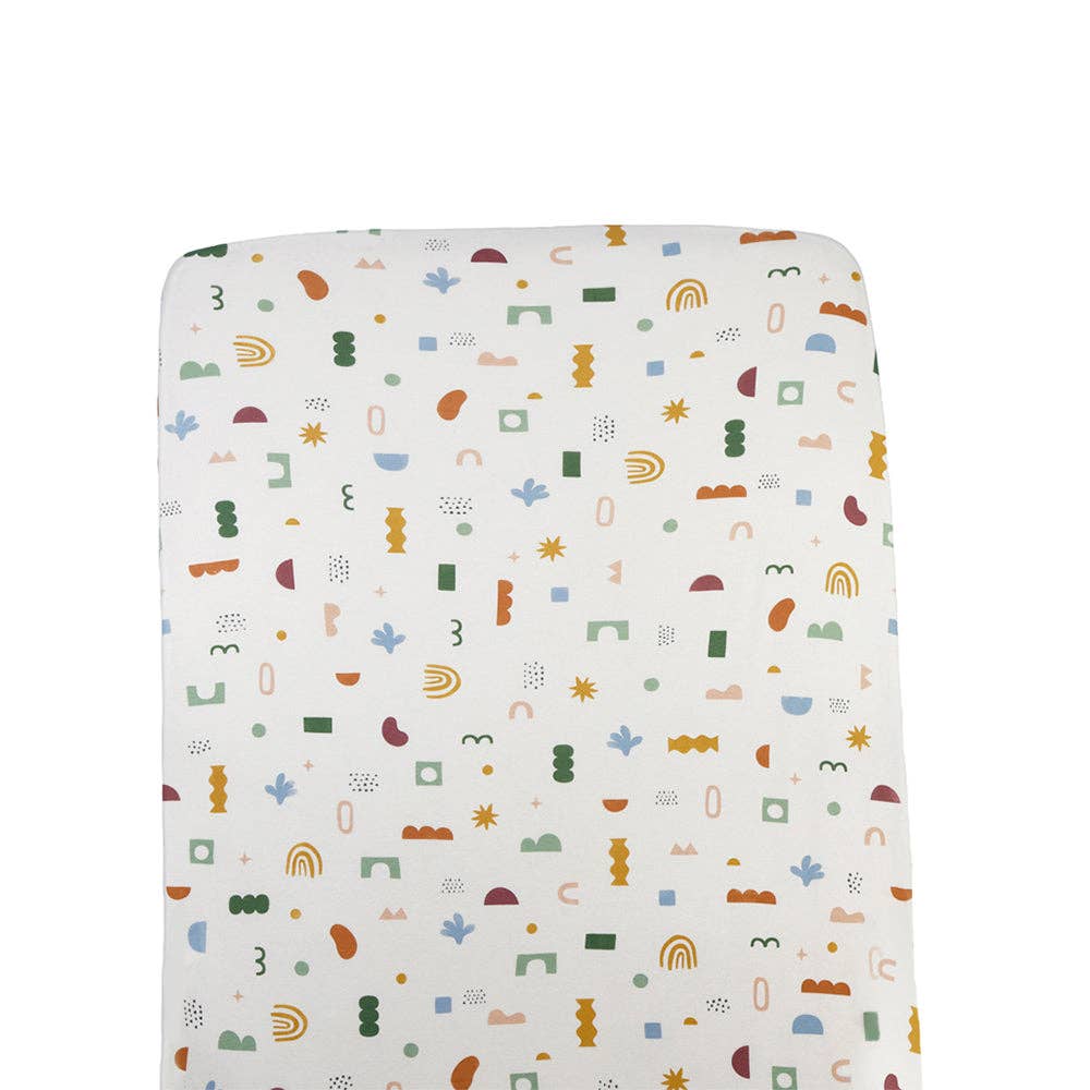 Organic Jersey Cot Fitted Sheet - Living Textiles Geo Mod