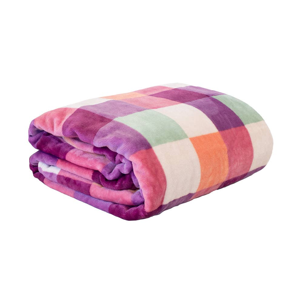 Charlie Sherbert Multi Ultraplush Check Pattern Double / Queen Blanket